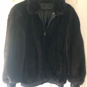 Reversible mink/ leather jacket